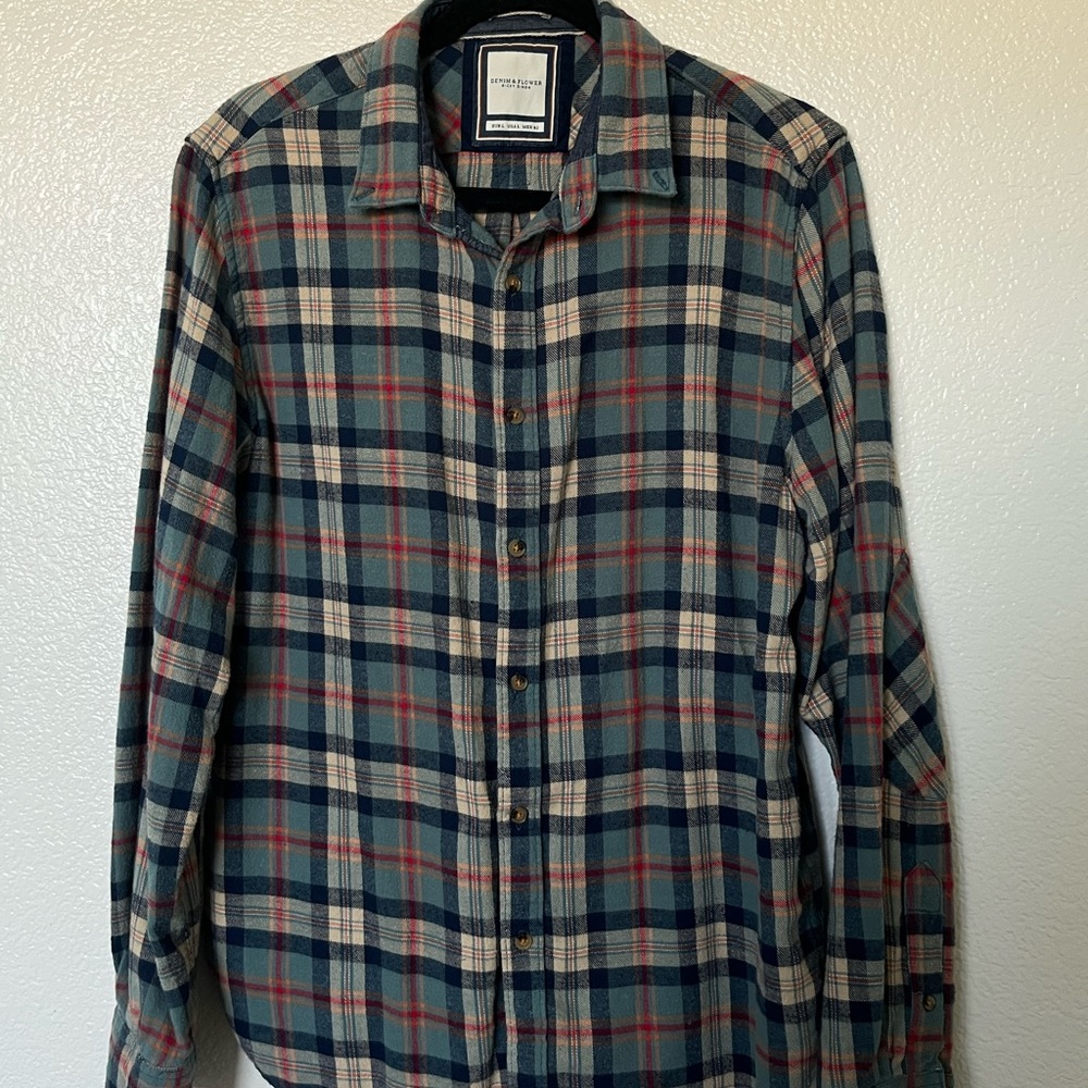 mens multicolored oversized flannel, 100% cotton, used-like-new